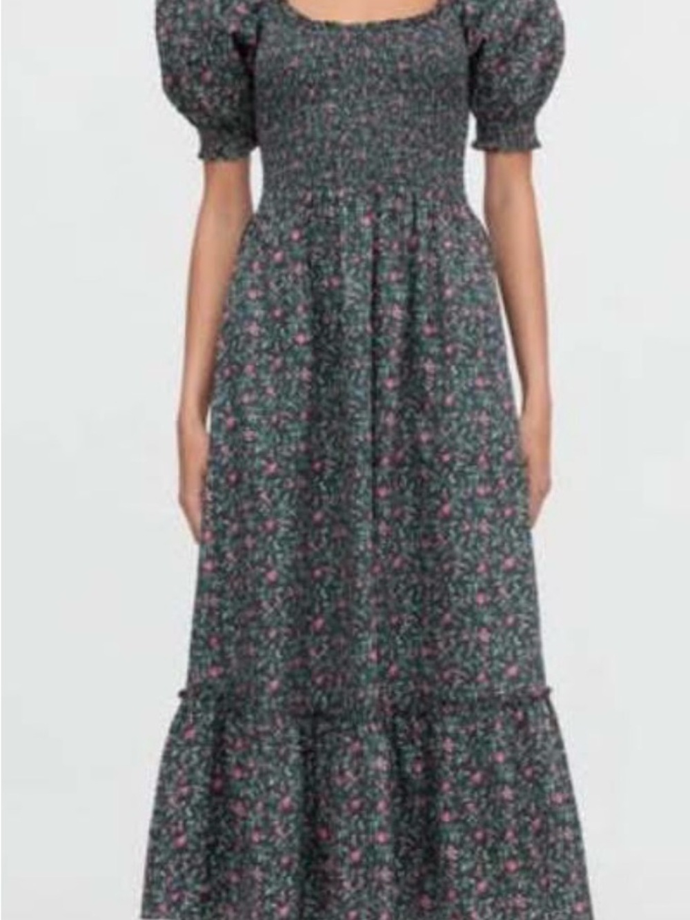Hill House Black Maxi Dress with Pink Floral Print, medium, excellent condition